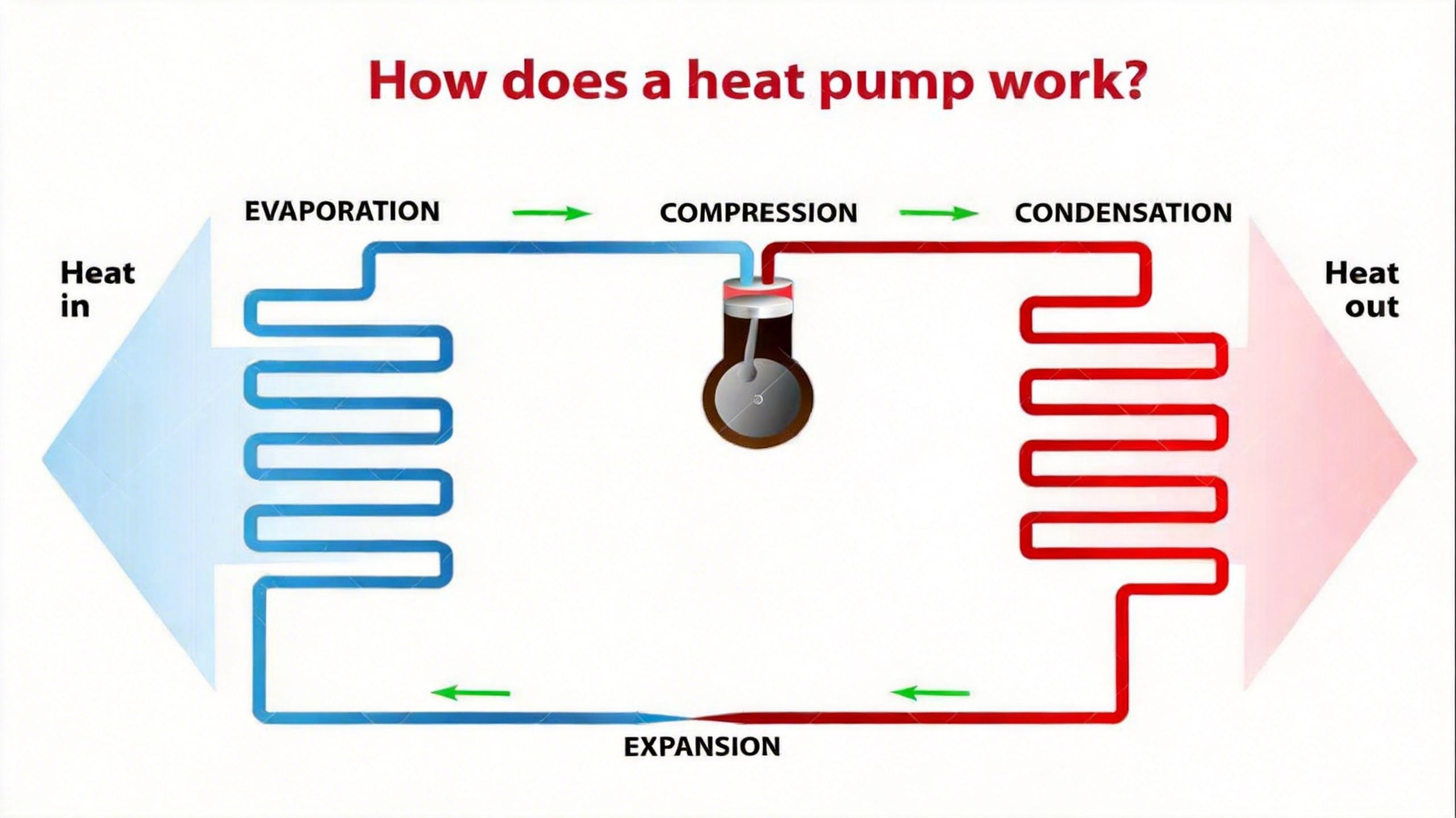 heat pump working process processo di funzionamento della pompa di calore