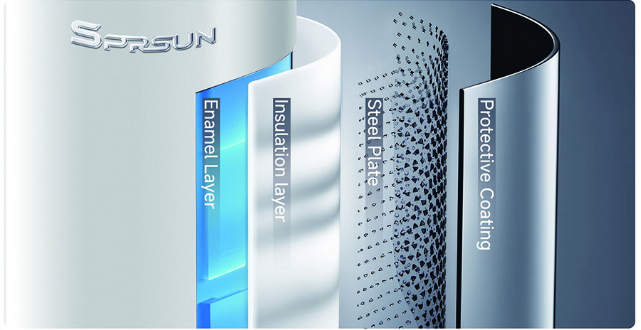 SPRSUN Struttura del materiale del serbatoio dell'acqua interno della pompa di calore per acqua calda AquaHero