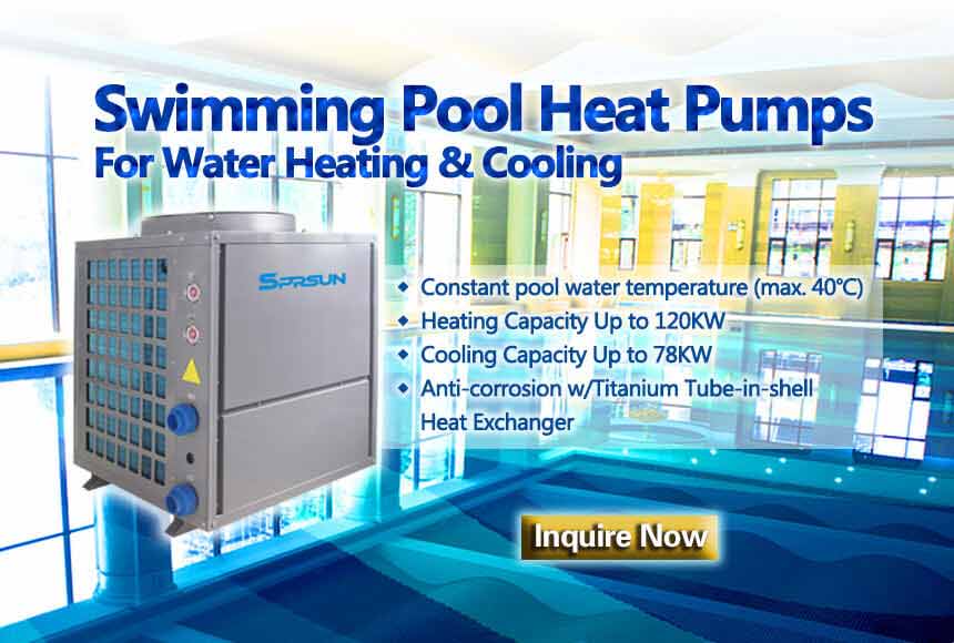 Pompe di calore per piscine per il riscaldamento e il raffreddamento dell'acqua