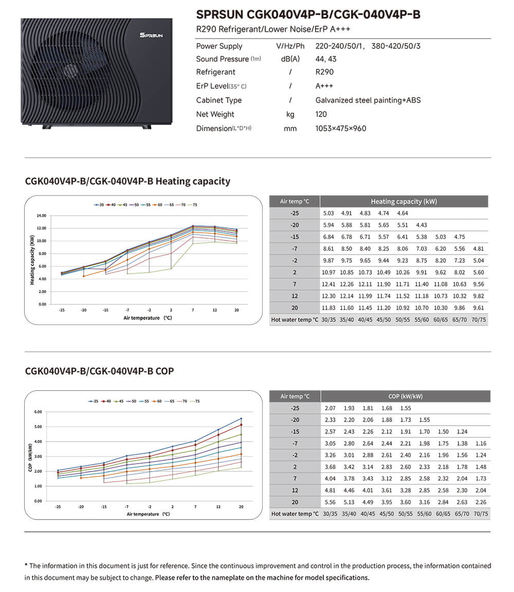 SPRSUN_R290 heat pump specification-3 SPRSUN_Specifica della pompa di calore R290-3